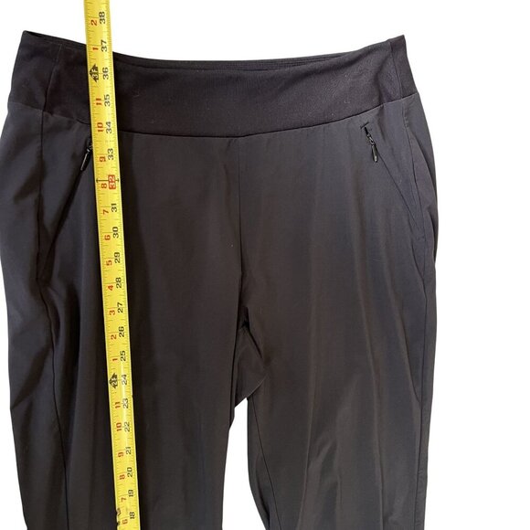 Athleta Soho Women 12 Black Jogger Pant Relaxed Fit Zip Front Pockets Athleisure - Picture 9 of 15
